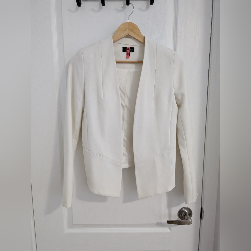 Topshop Women's White Structured Blazer - Size 4